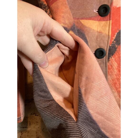 Donna White Jacket Womens Small Pink Quilted Abstract Art Button Front Artsy - Picture 14 of 14